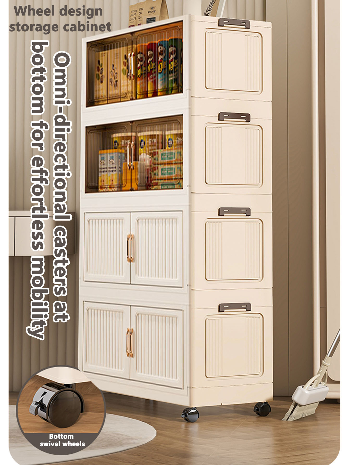 Storage & Organization - Zusammenklappbarer Rollschrank ohne Montage – Mehrstöckiges