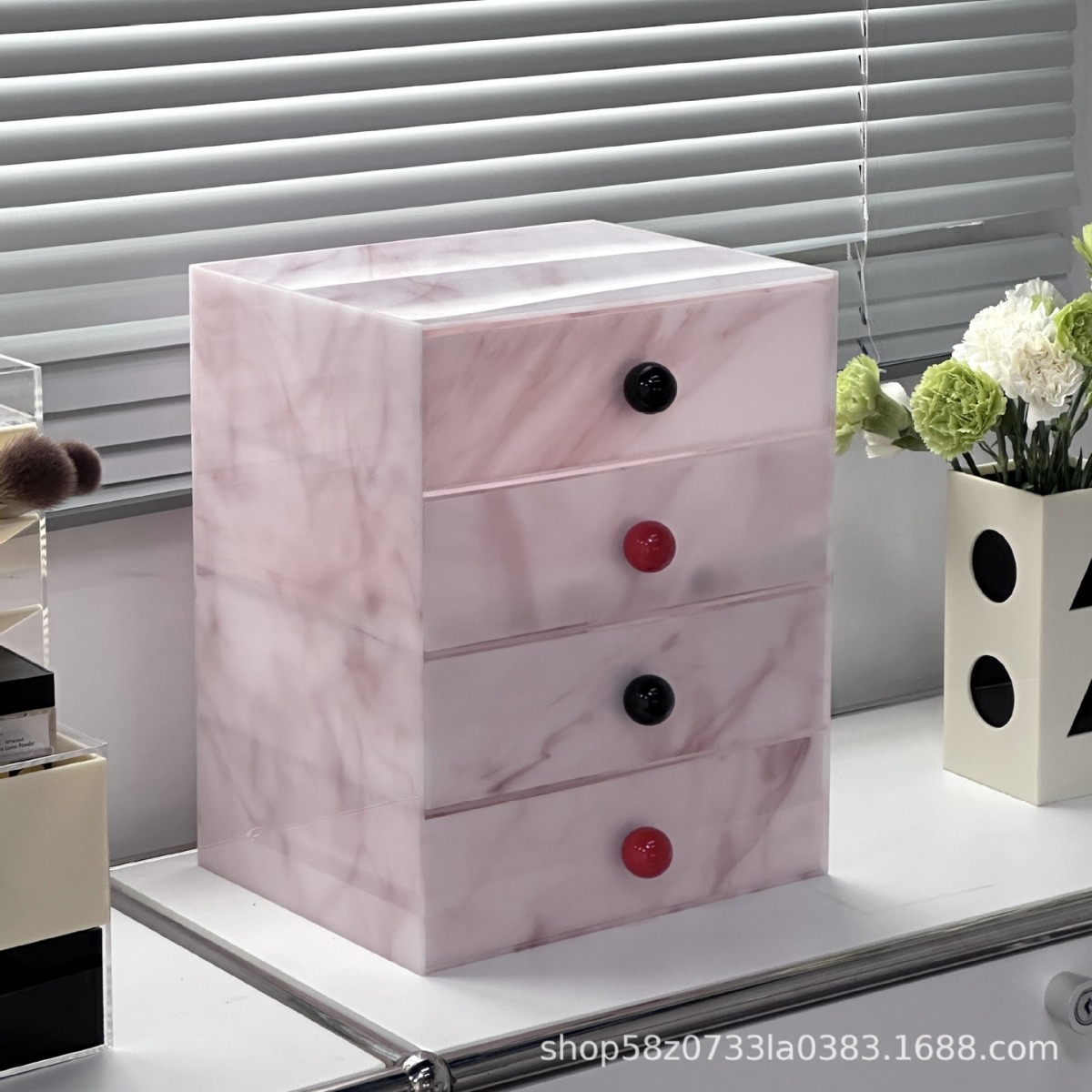Storage & Organization - HYS Kosmetik-Aufbewahrungsbox Premium Marmor Acryl Desktop
