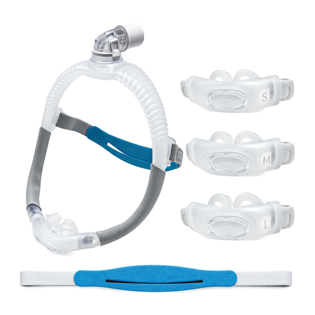 Anti Snore Contour Pillow - AirFit P30i Nasenpolster-CPAP-Maske mit Kopfbandrahmen, Silikonpolster,