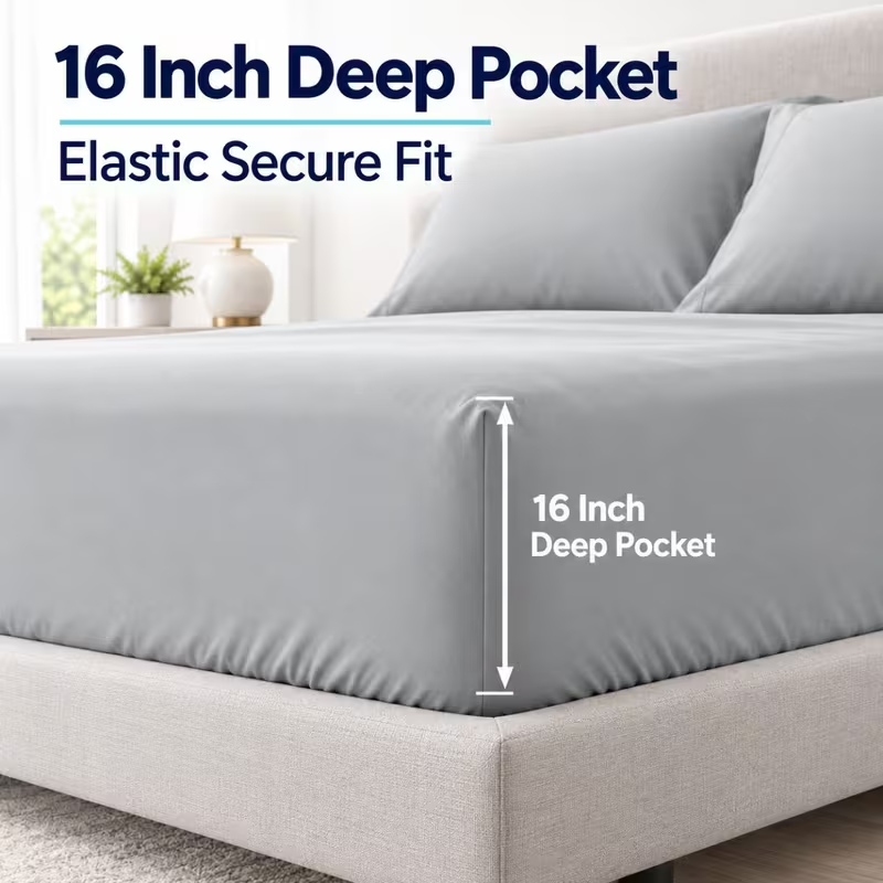 3/4-teiliges Bettwäsche-Set, w – Fitted Bed Sheets Deep Pocket Bewertung und Preis